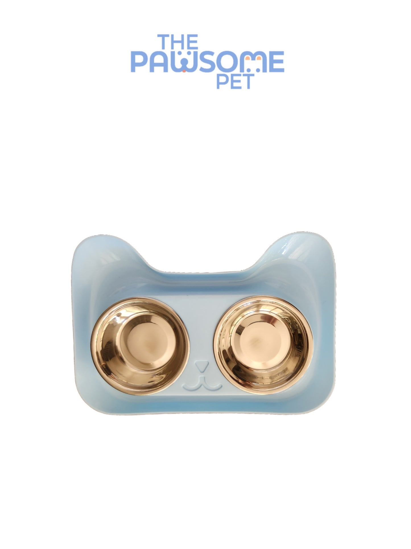 Pawsome's double stainless steel bowl in plastic base
