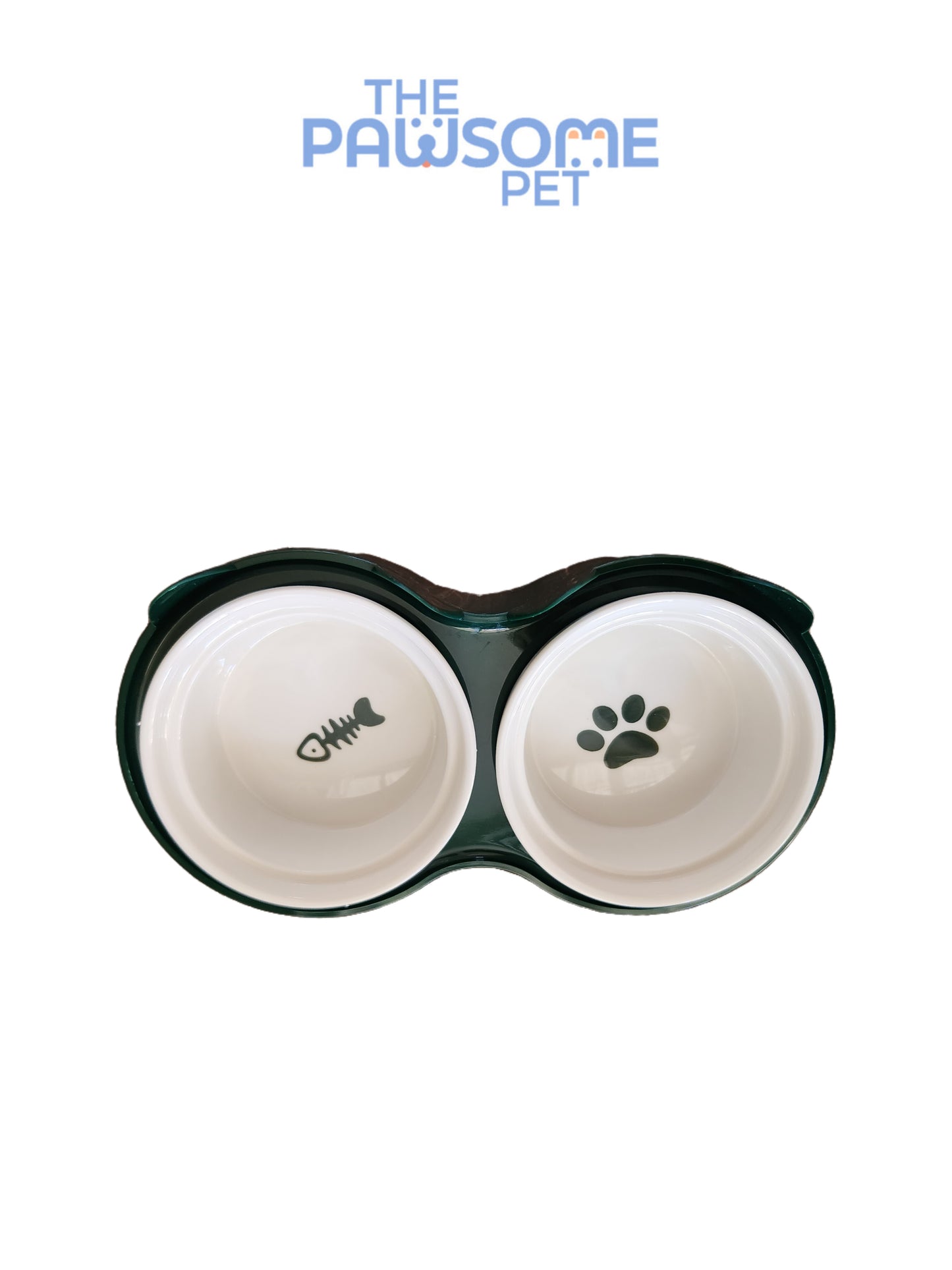 Pawsome's double ceramic bowl in plastic base
