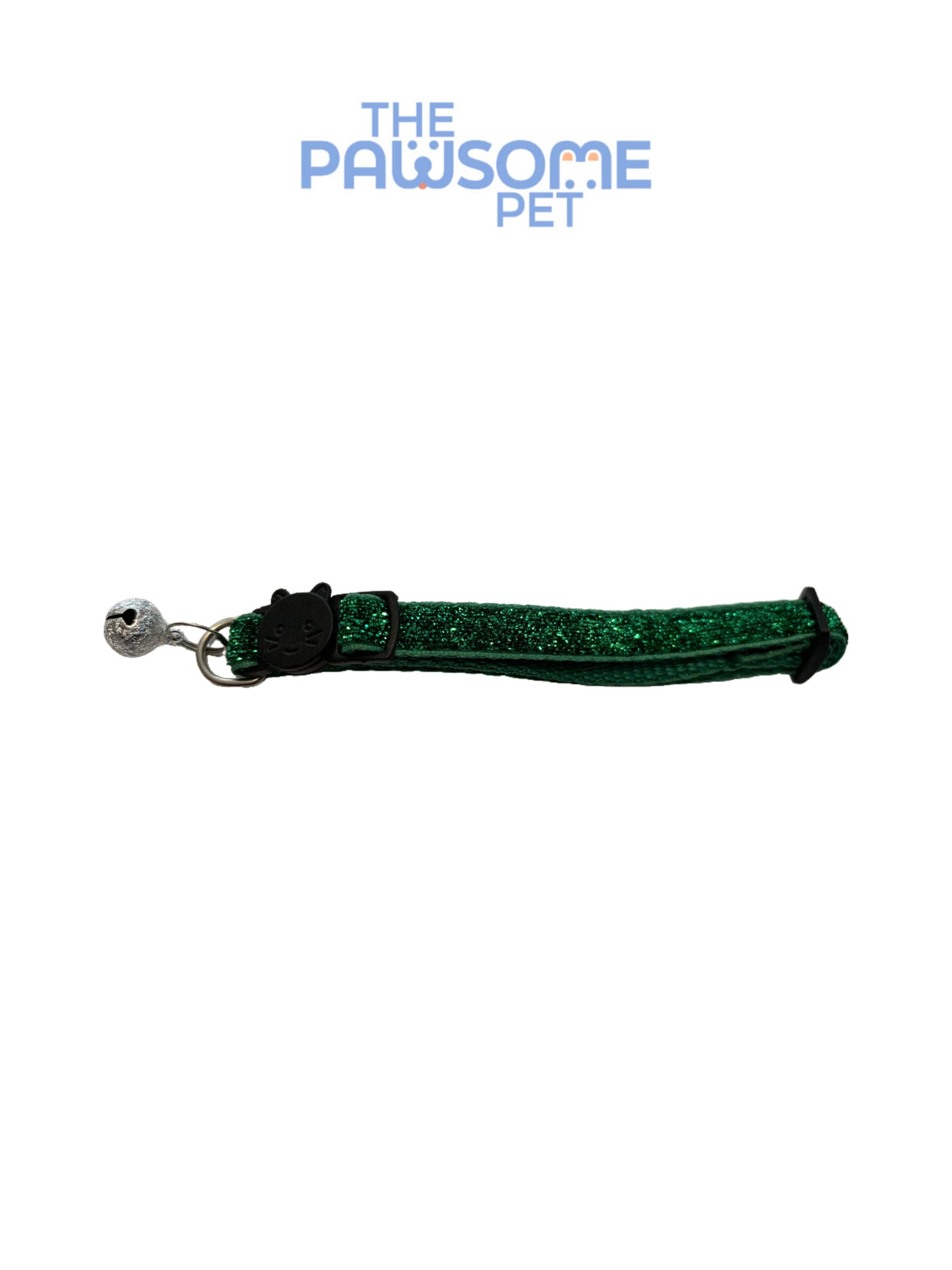 cat glitter collar green