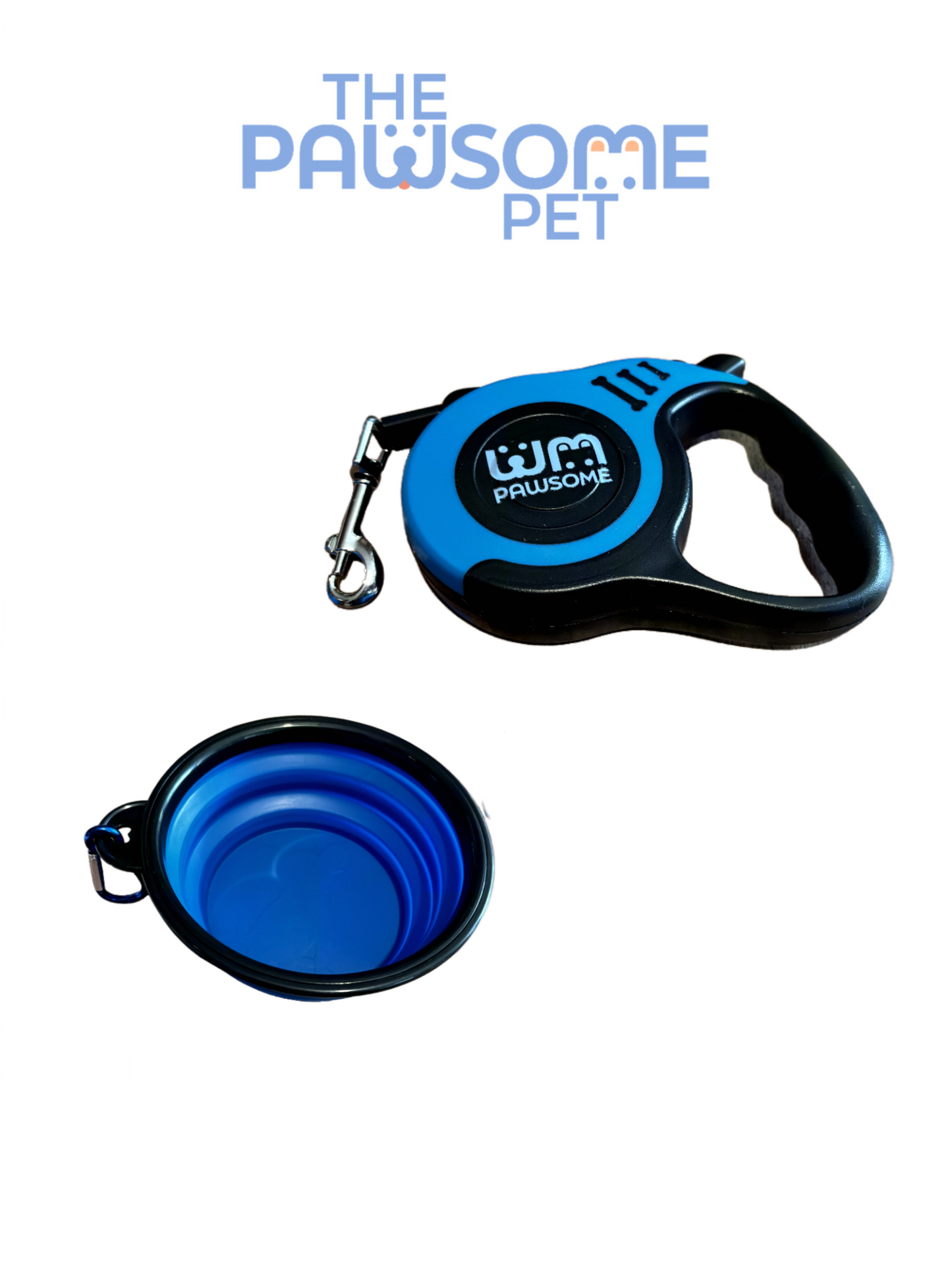 leash and bowl blue