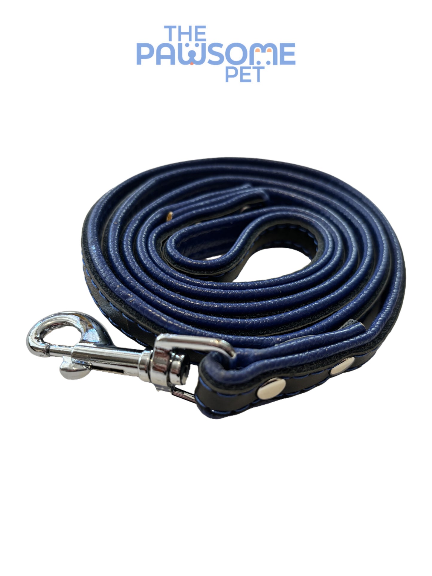 leather dog leash dark blue