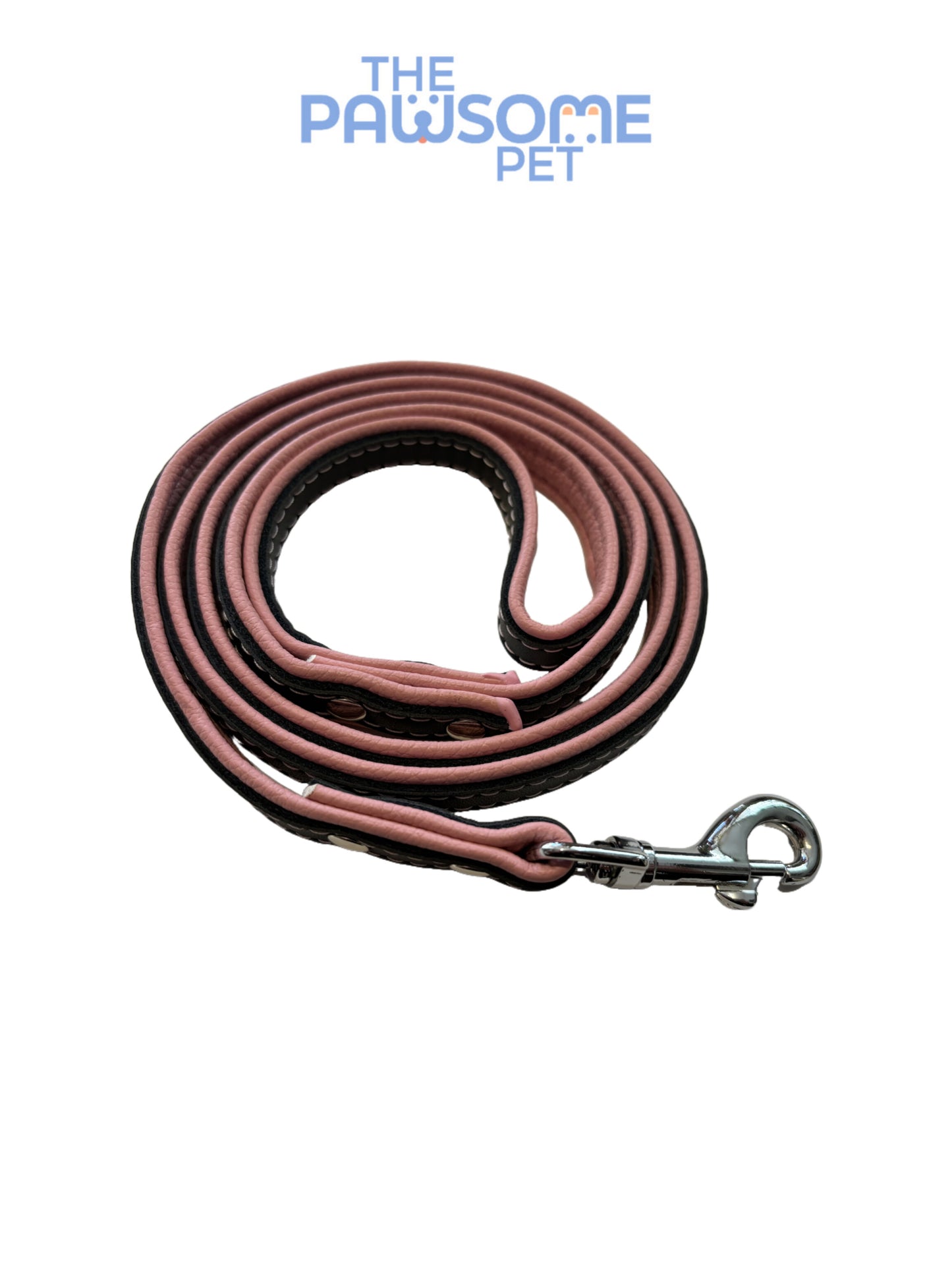 leather dog leash pink