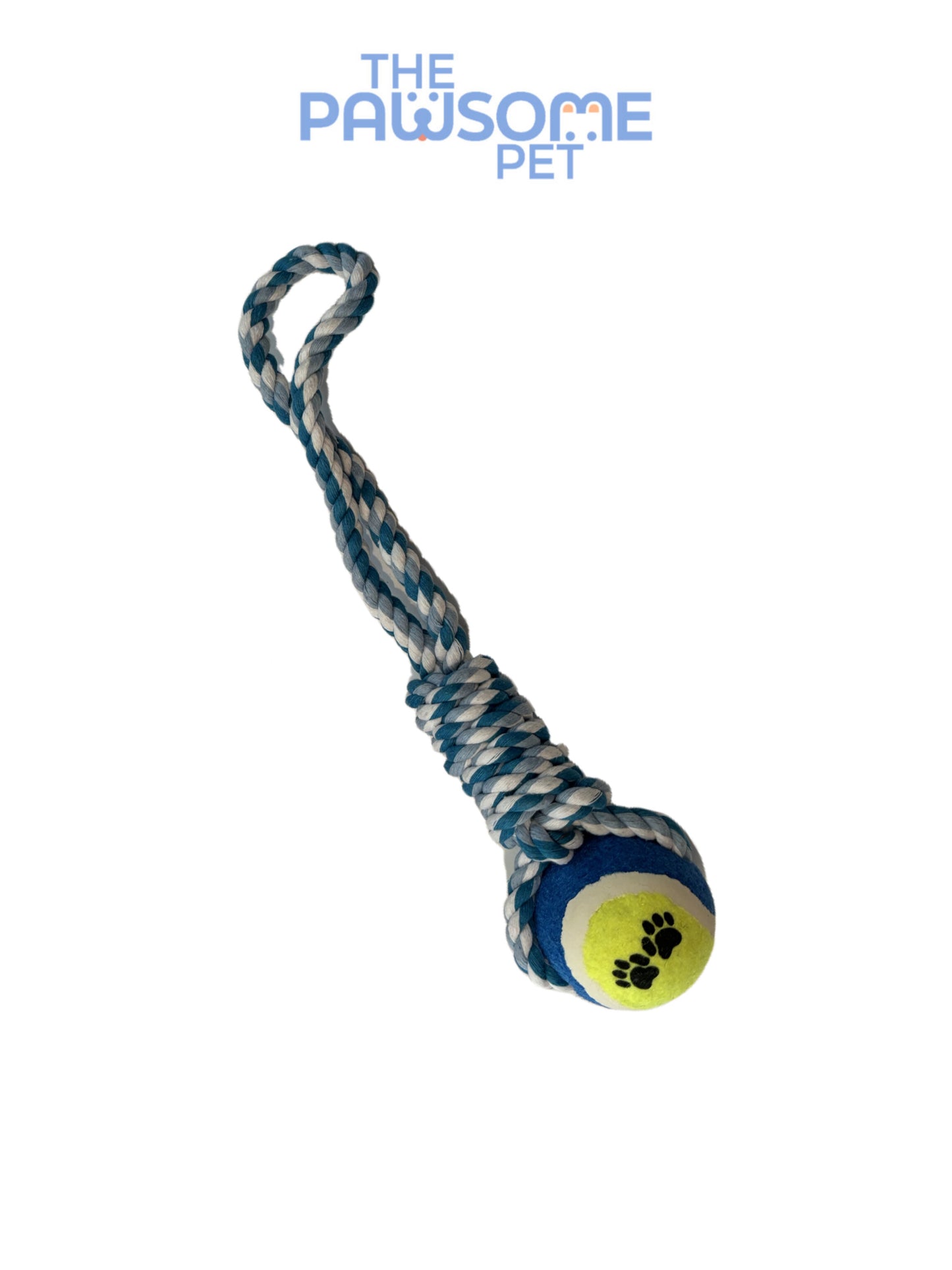 tennis ball with rope blue
