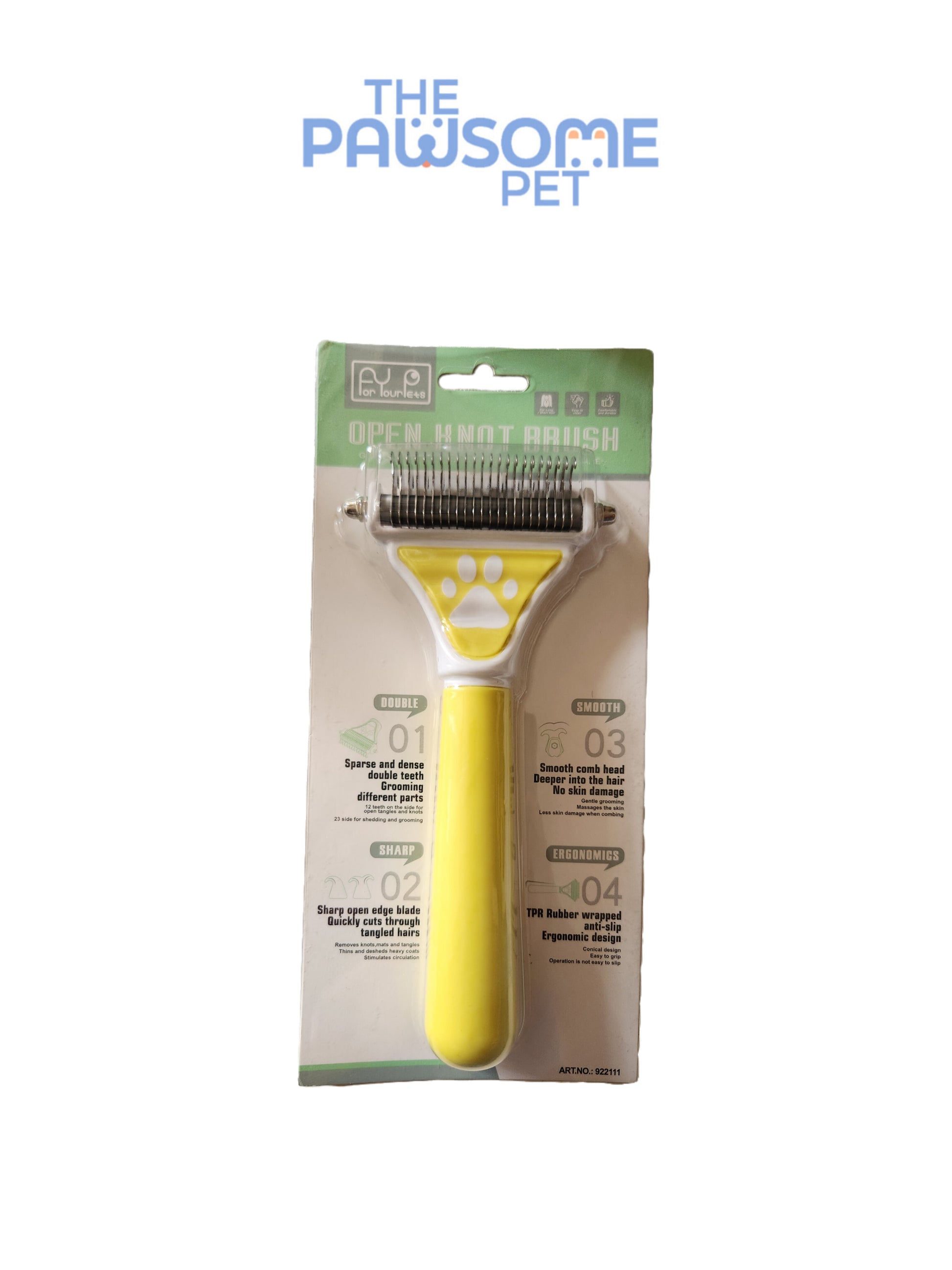 TPR dog brush yellow
