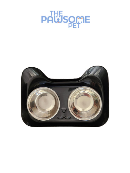 Pawsome's double stainless steel bowl in plastic base