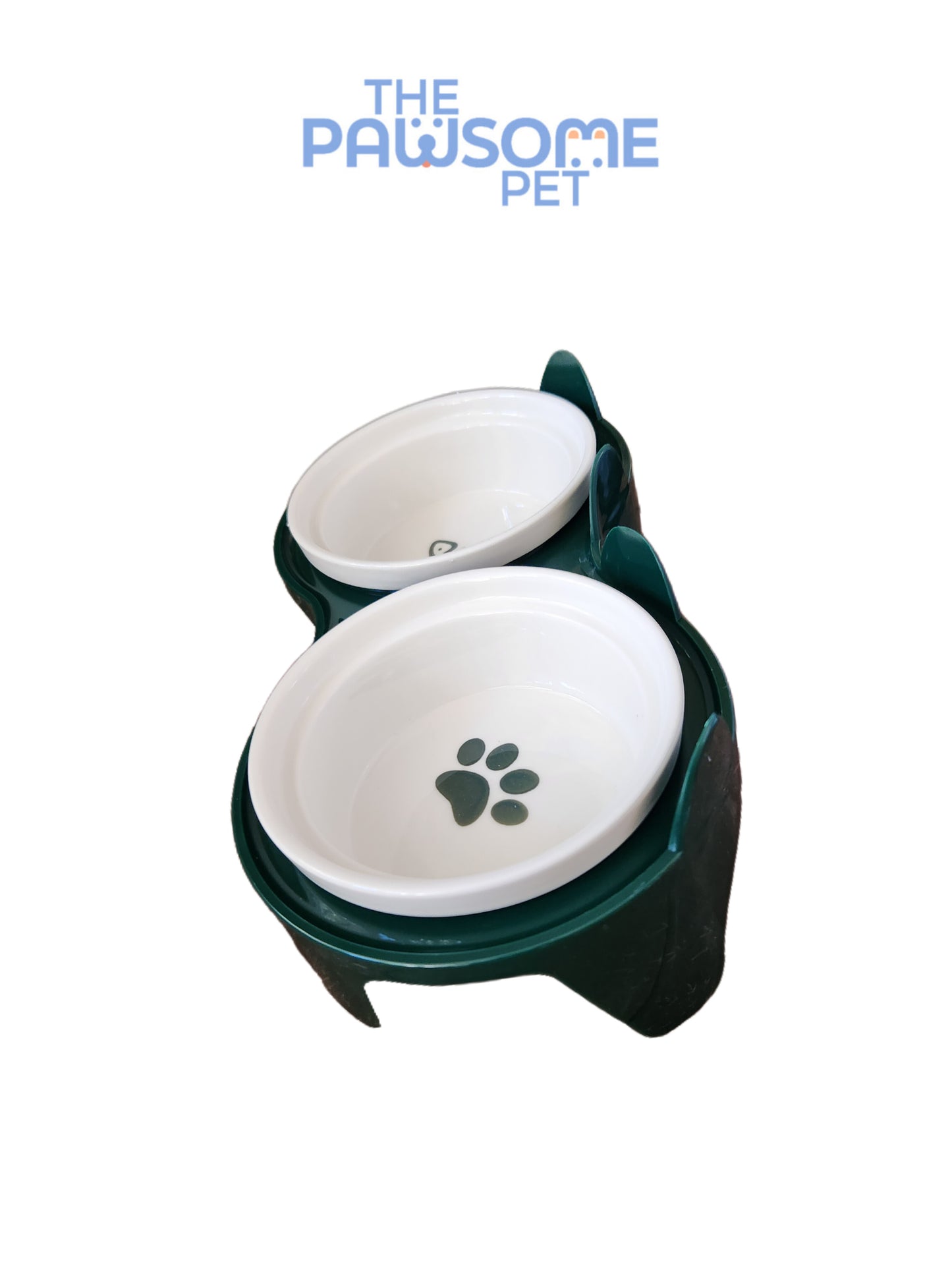 Pawsome's double ceramic bowl in plastic base