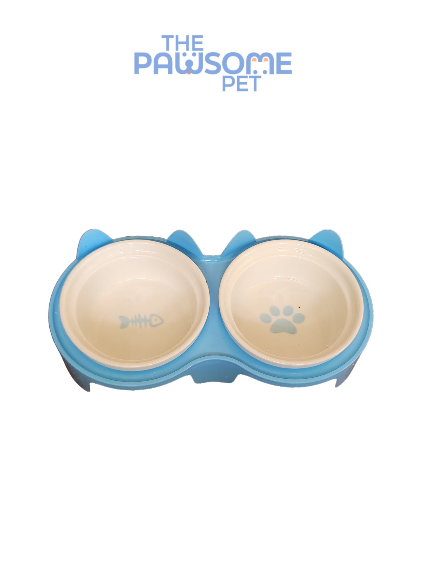 Pawsome's double ceramic bowl in plastic base
