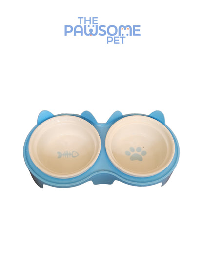 Pawsome's double ceramic bowl in plastic base