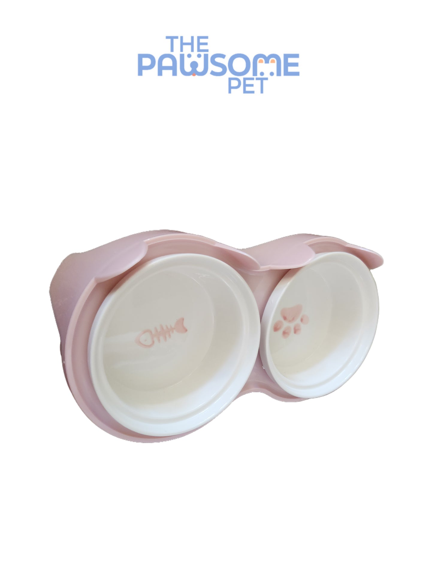 Pawsome's double ceramic bowl in plastic base