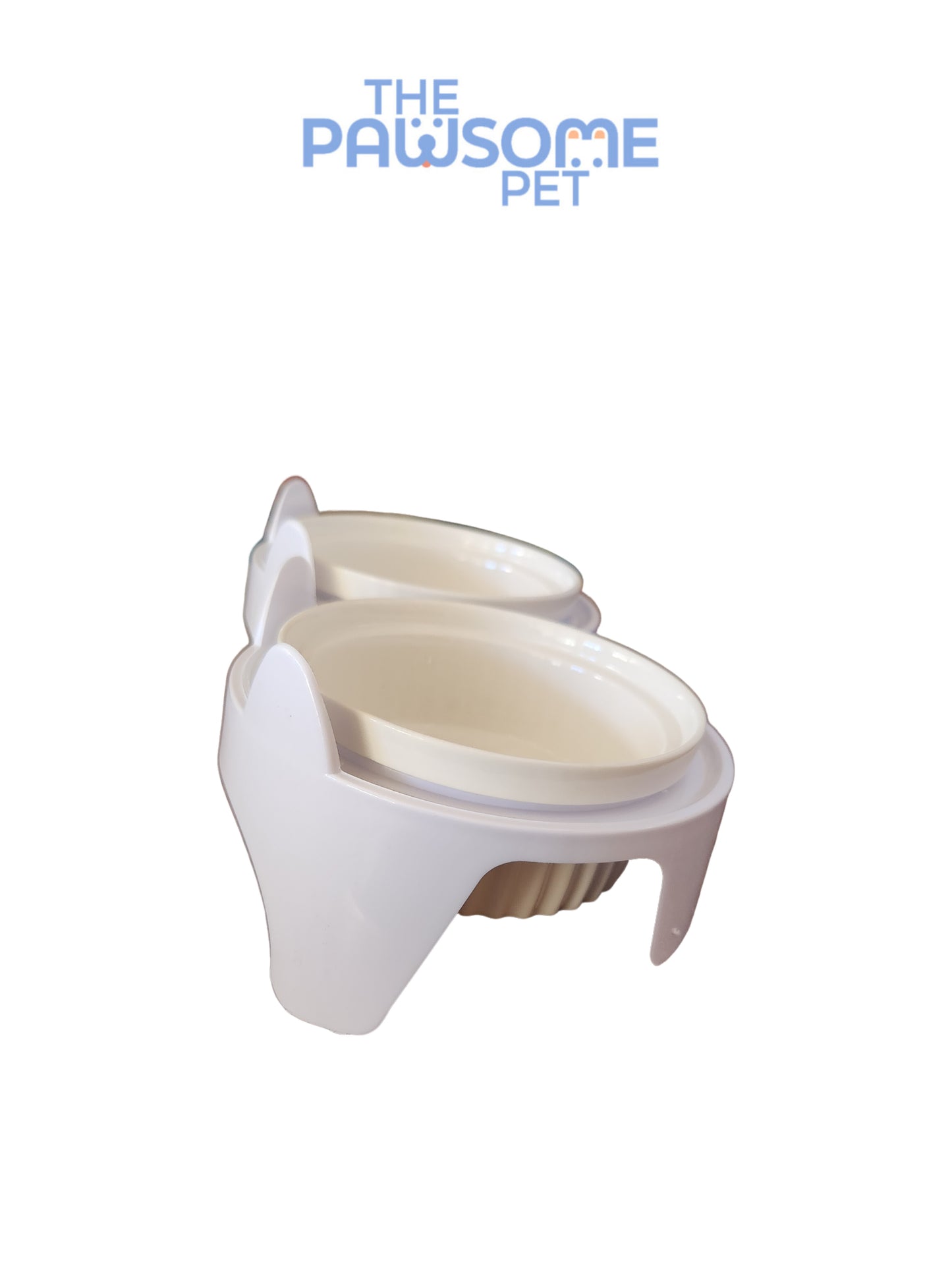 Pawsome's double ceramic bowl in plastic base