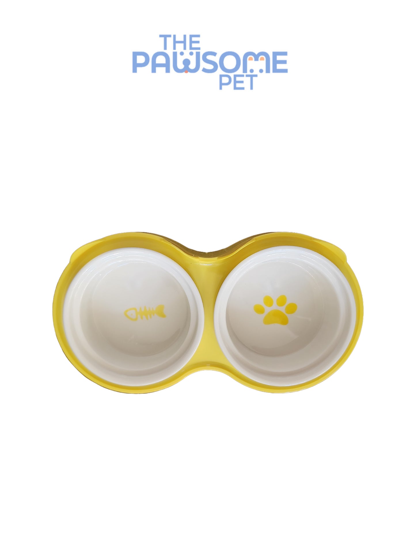 Pawsome's double ceramic bowl in plastic base