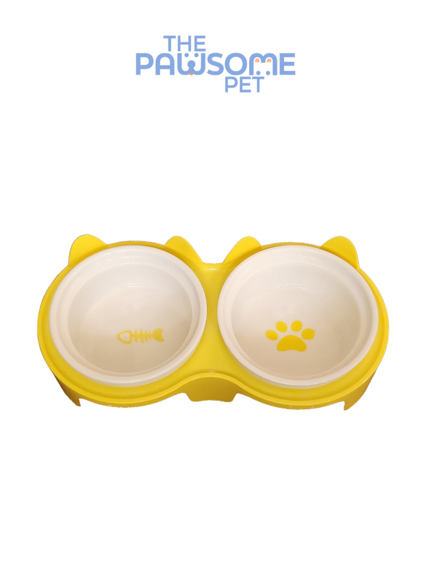Pawsome's double ceramic bowl in plastic base