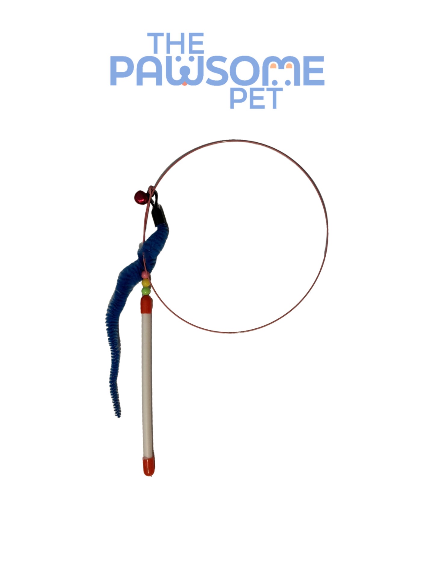 cat teaser wand with blue worm