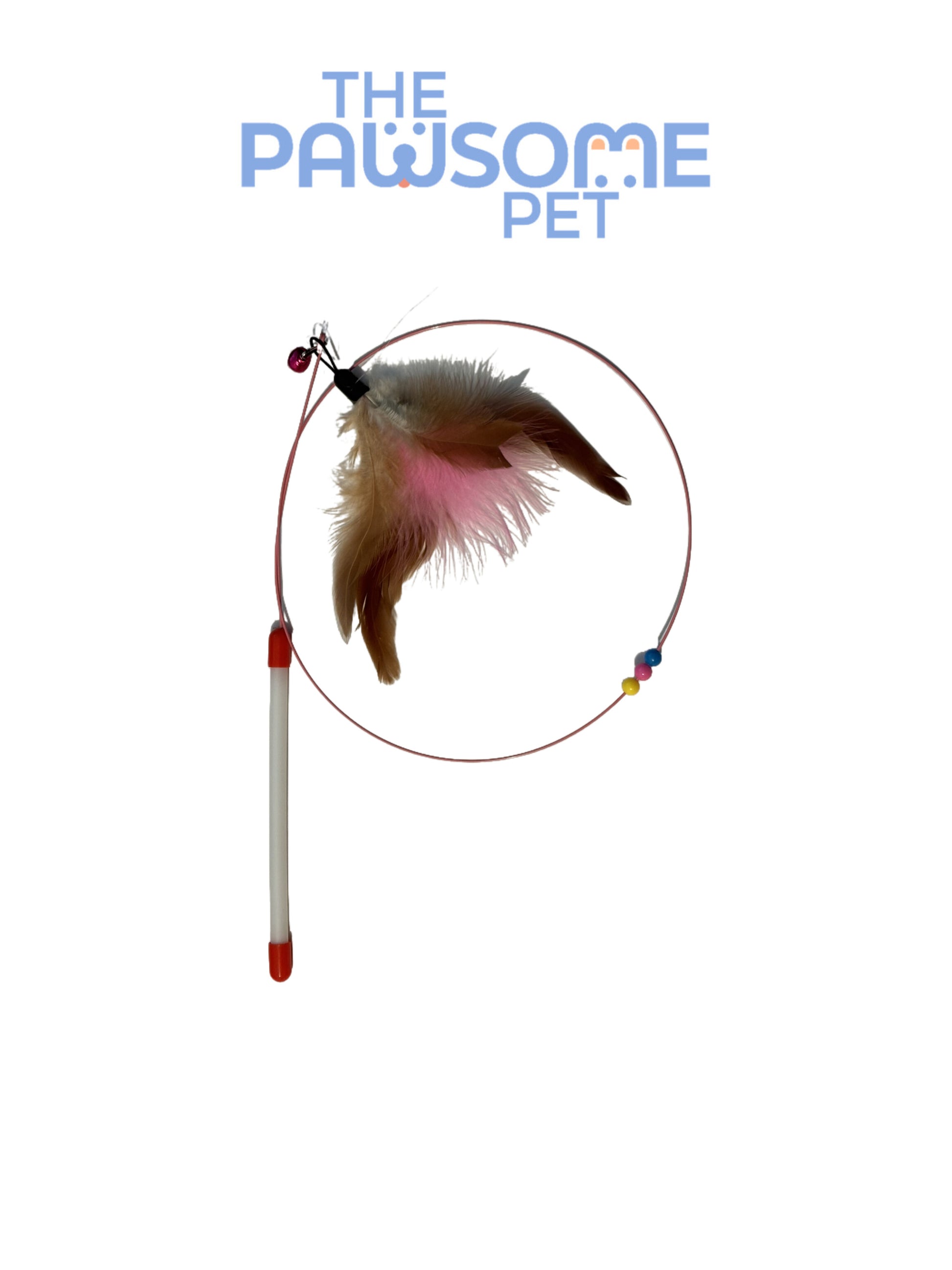 cat teaser wand with bwon feather