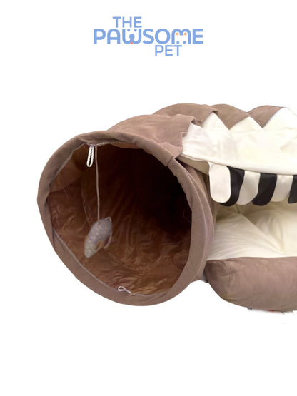 cat tunnel bed brown detail