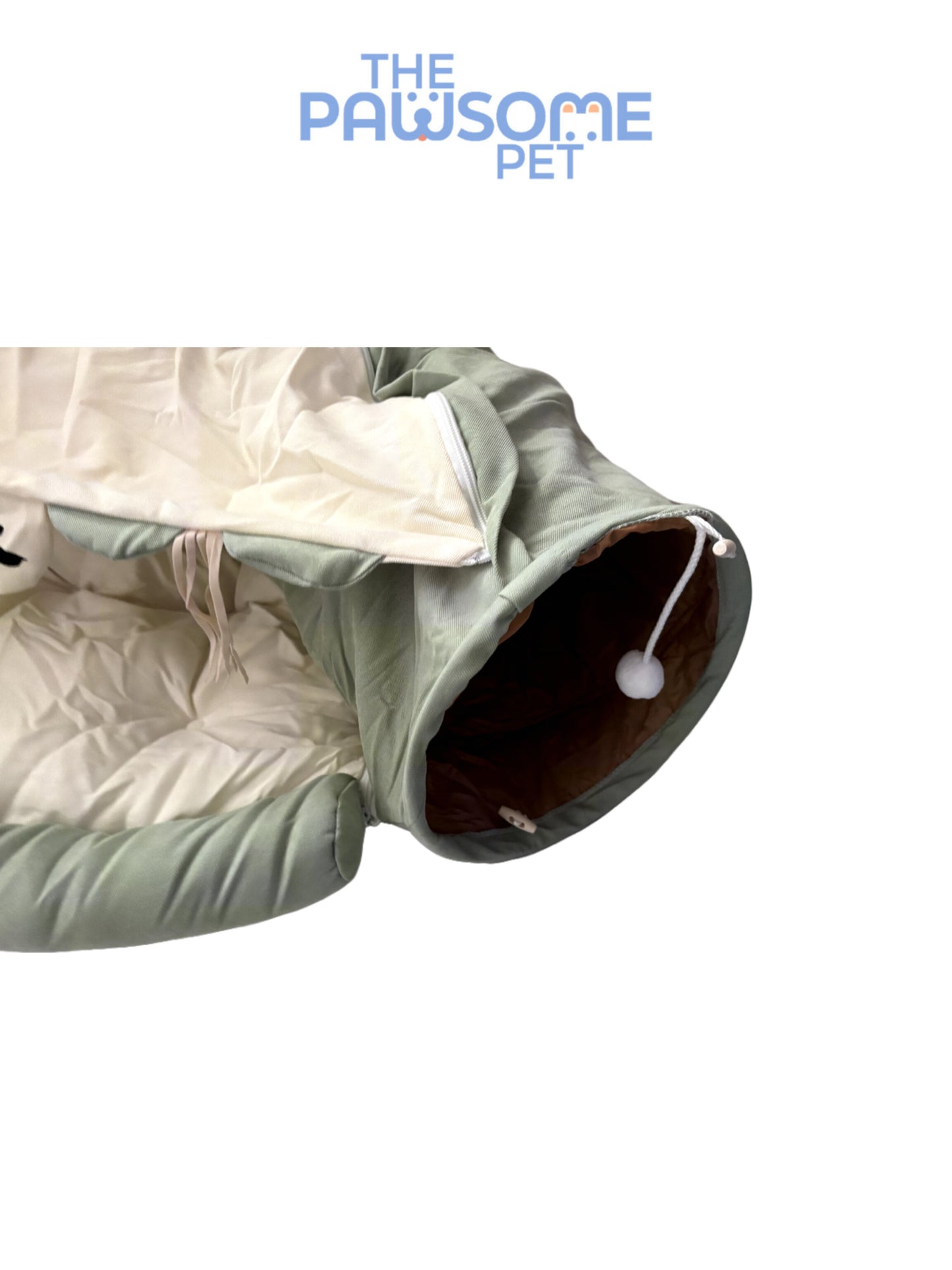 cat tunnel bed green detail