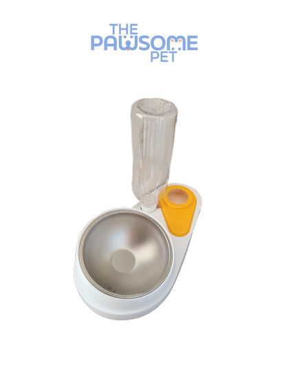 Pawsome's stainless steel bowl and siphon water bottle