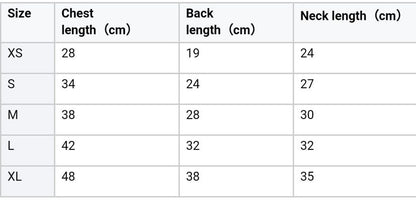 table for dress sizes