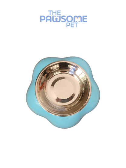 Pawsome's stainless steel bowl in flower base
