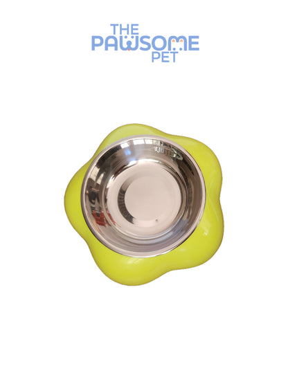 Pawsome's stainless steel bowl in flower base