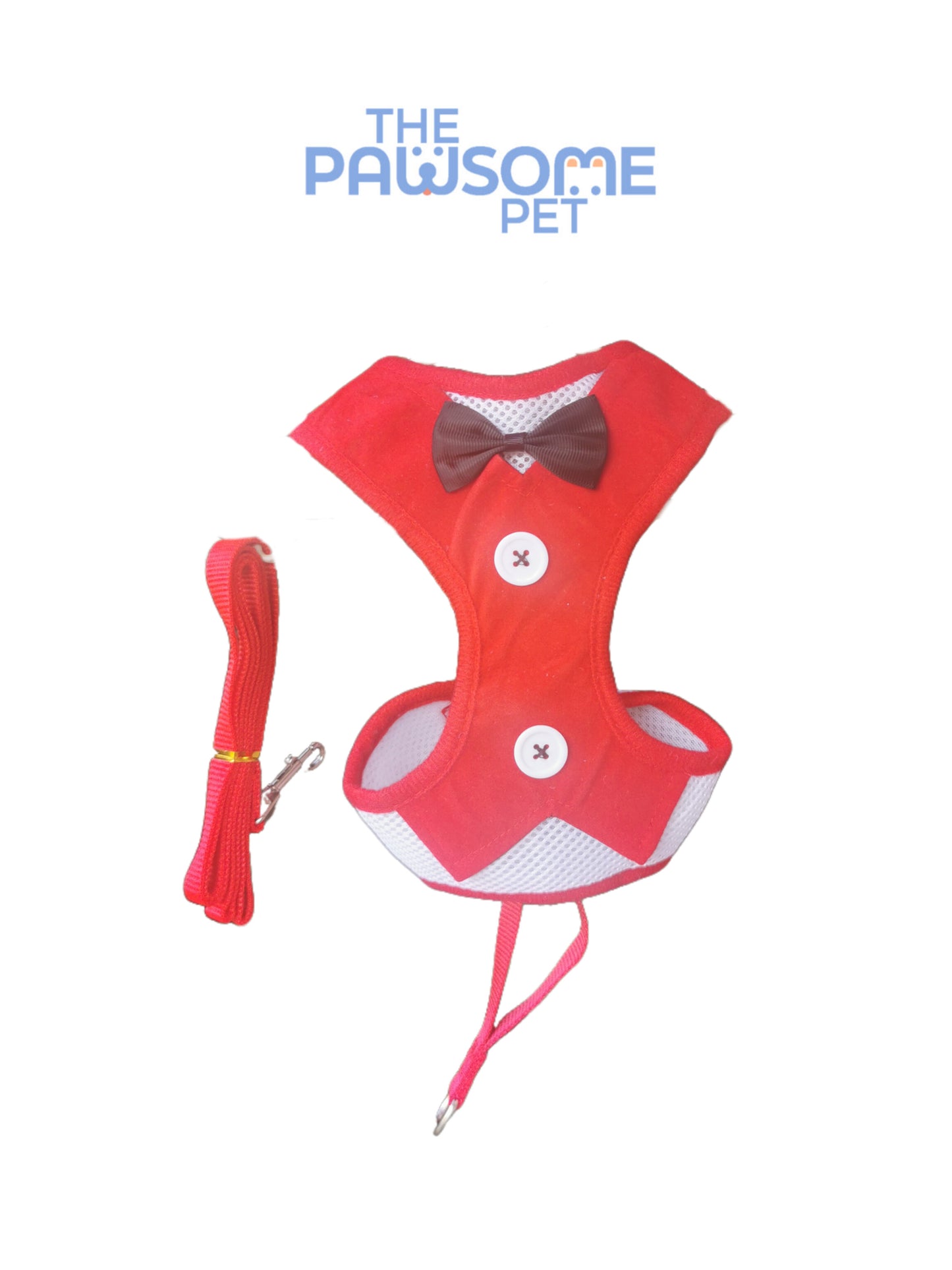 harness leash with tie black red