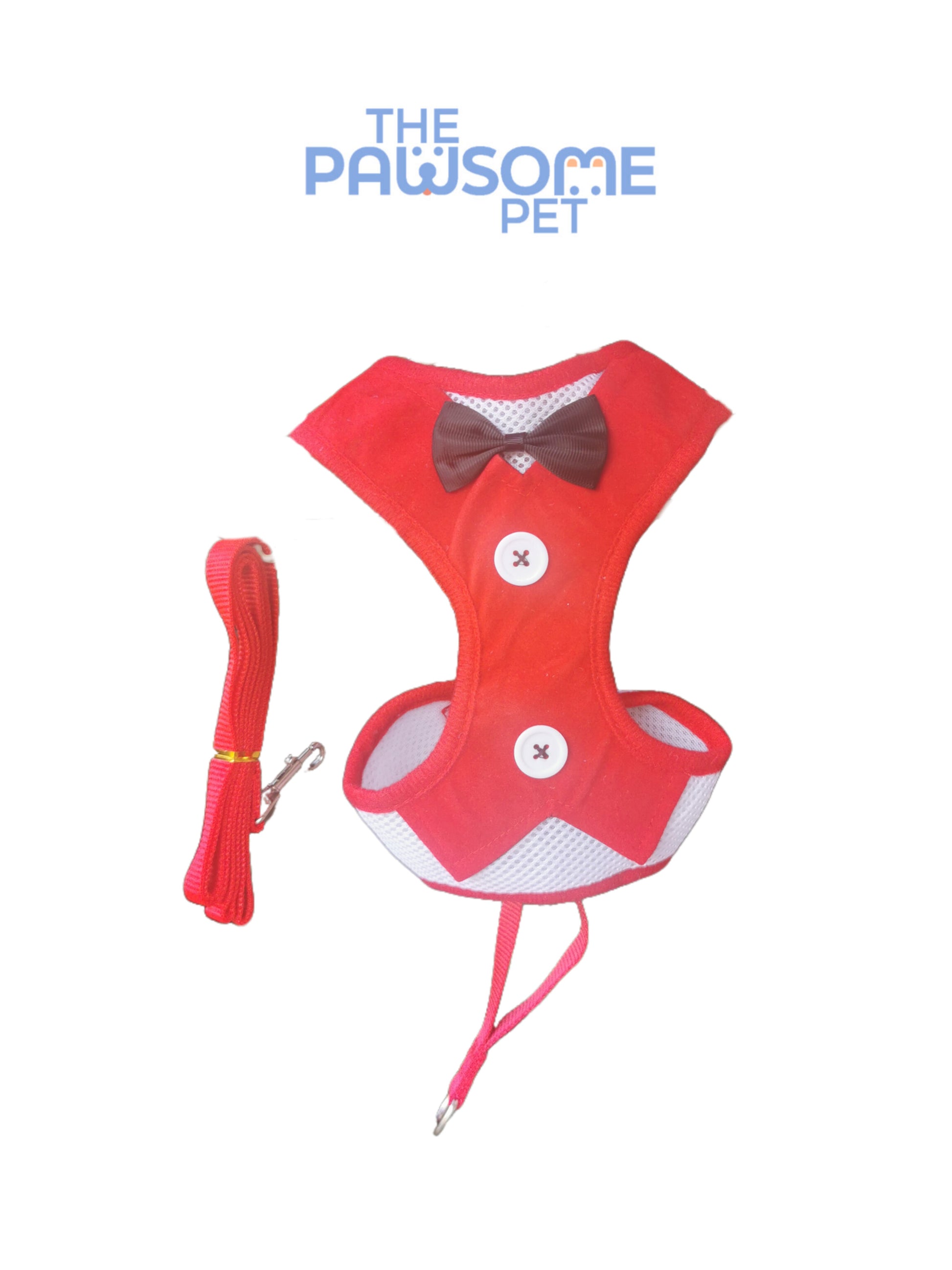 harness leash with tie black red