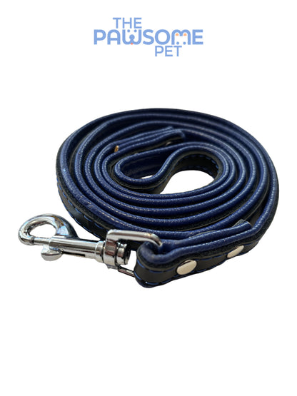 leather dog leash dark blue