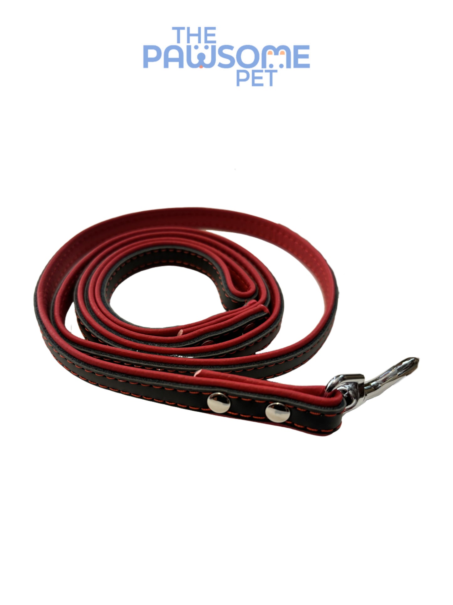 leather dog leash red