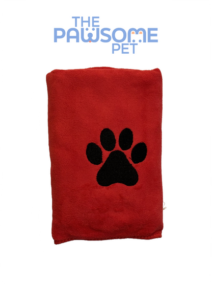 pet towel microfiber medium red