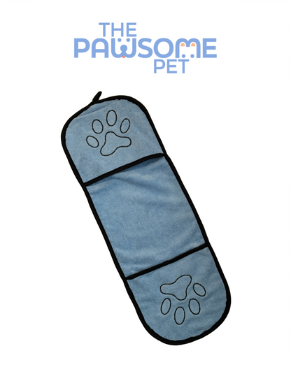 pet towel with two hand pockets blue