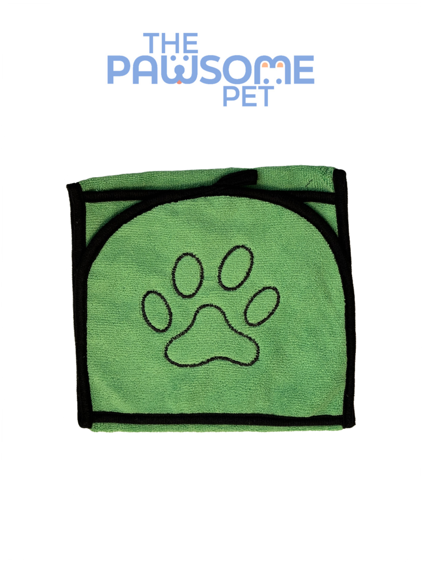 pet towel with two hand pockets green