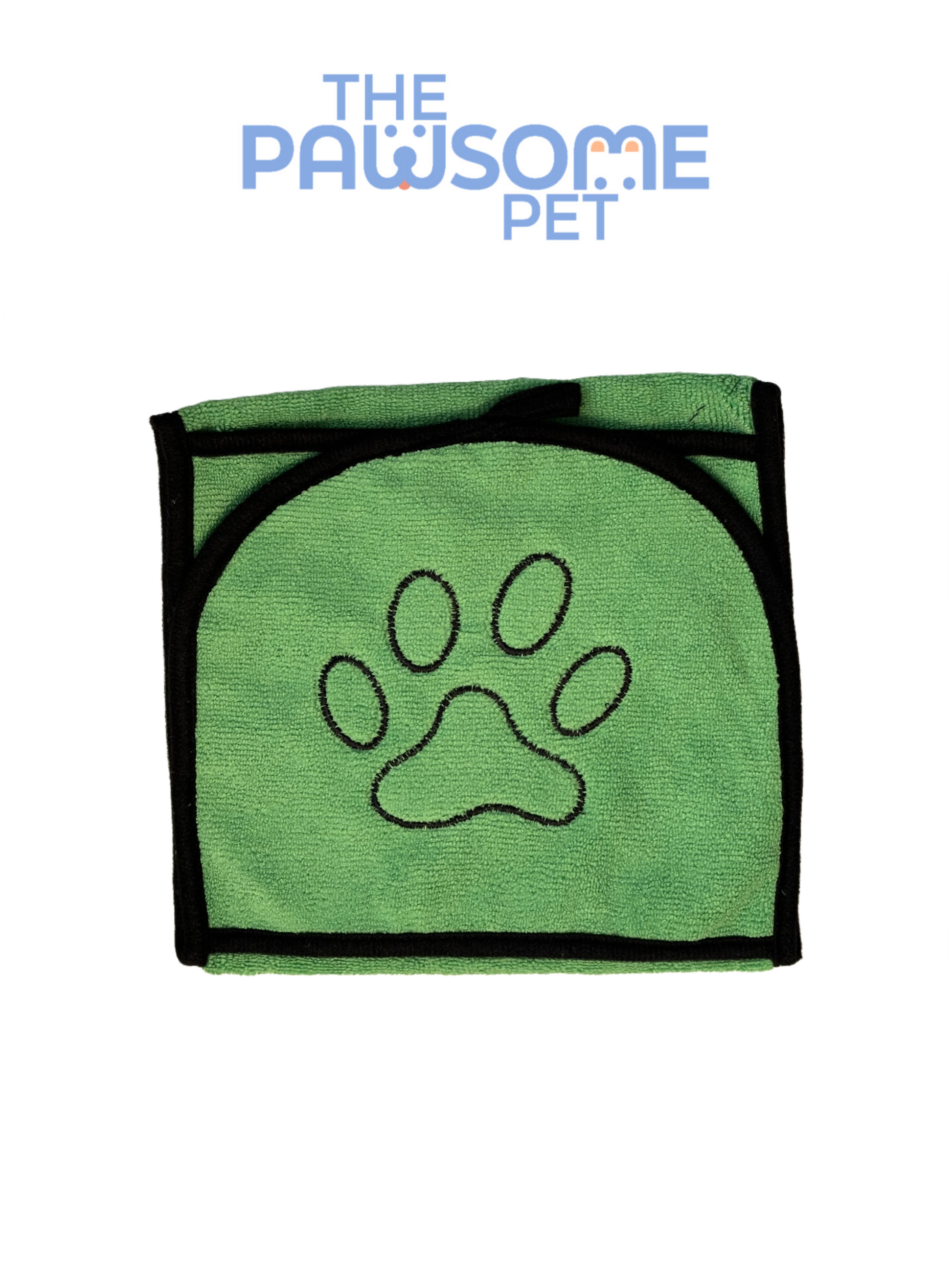 pet towel with two hand pockets green