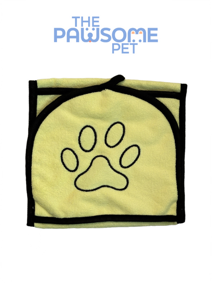 pet towel with two hand pockets yellow