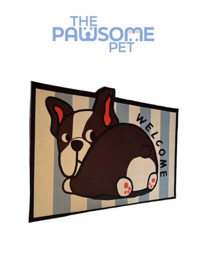 pet welcome mat blue