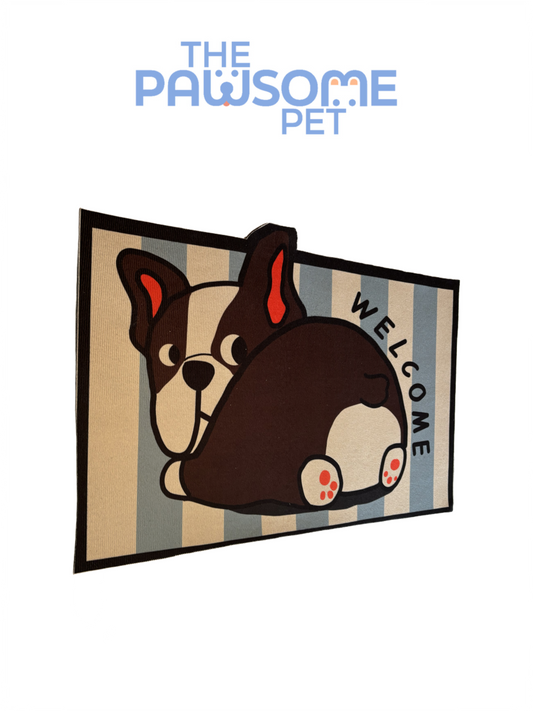 pet welcome mat blue