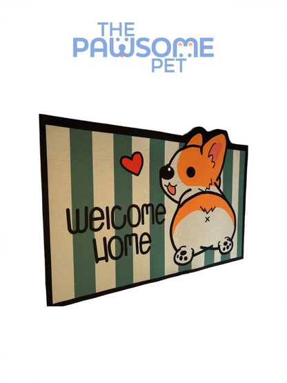 pet welcome mat green