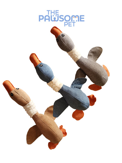 Pawsome's Plush Squeaky Linen DuckToy