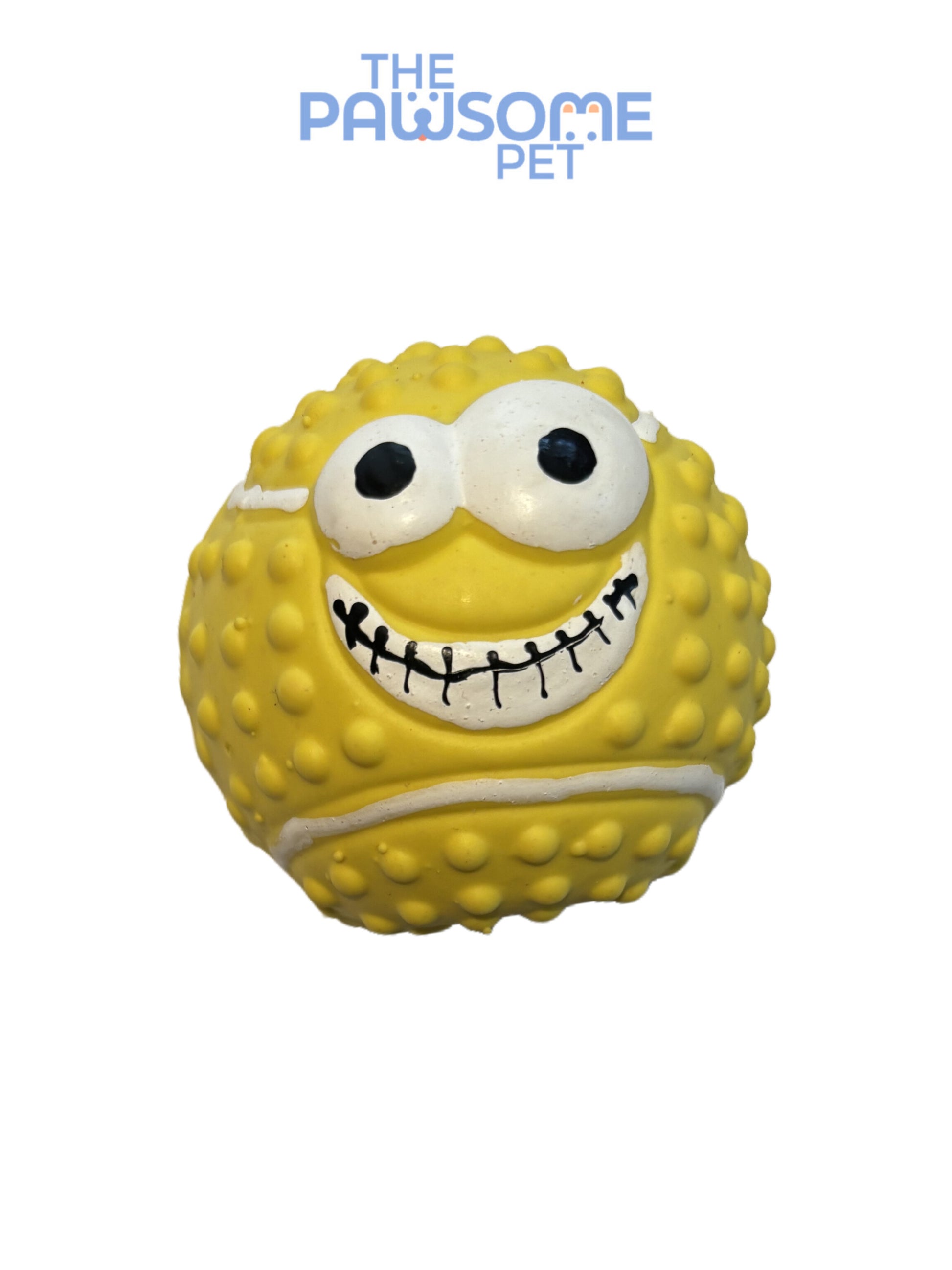 tennis ball with eyes yellow