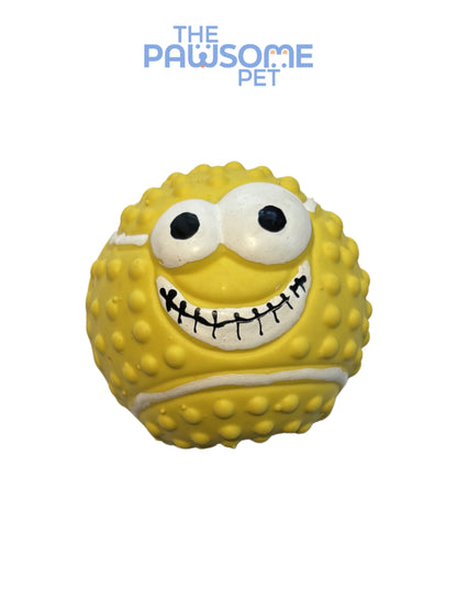 tennis ball with eyes yellow