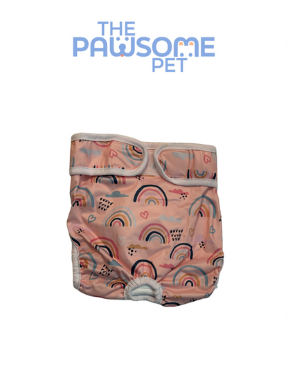 washable dog pants pink rainbow
